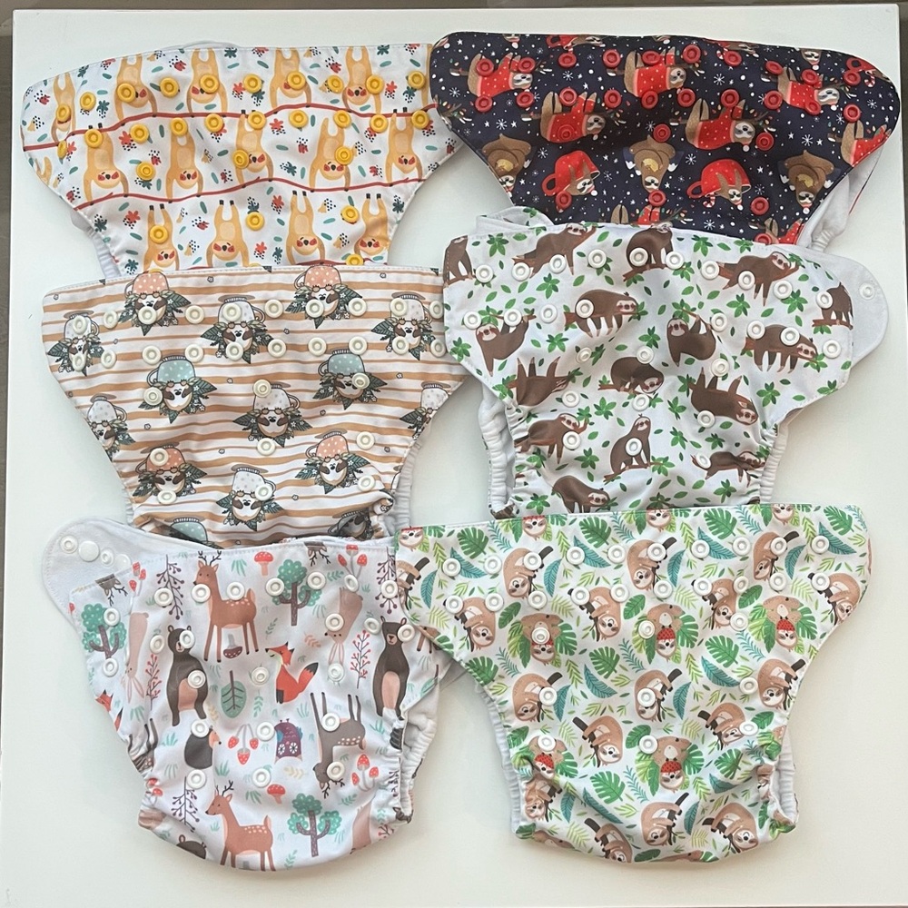 6 Sloth Pocket Cloth Diapers (Mama Koala/WeGreeco)